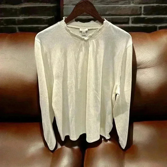 NWT J. Crew Factory Women’s Ruffleneck Stretchy Long Sleeve Top Sz Sz XL - Picture 1 of 8